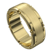 WWCF5000 Y Brushed Polished Yellow Gold Mens Wedding Ring