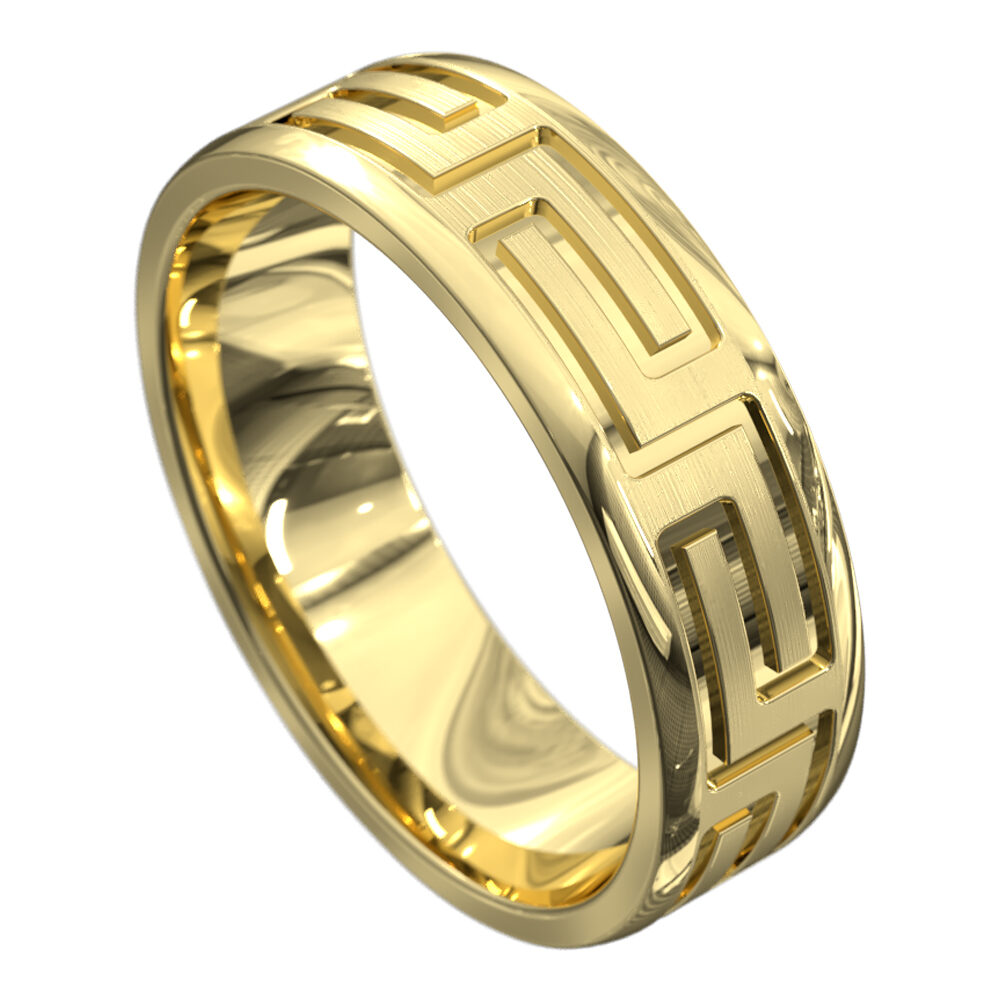 WWCF5010 Y Brilliant Polished Yellow Gold Mens Wedding Ring