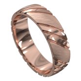 WWCF5012 R Impressive Grooved Rose Gold Mens Wedding Ring
