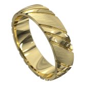 WWCF5012 Y Brilliant Grooved Yellow Gold Mens Wedding Ring