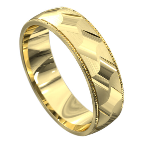 WWCF5018 Y Yellow Gold Polished Mens Wedding Ring