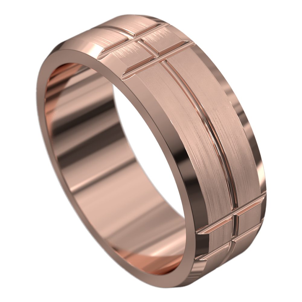 WWCF5022 R Brushed Rose Gold Mens Wedding Ring 1