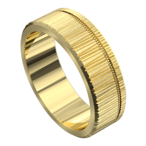 WWCF5028 Y Sensational Yellow Gold Grooved Mens Wedding Ring