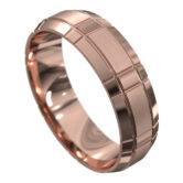 WWCF5042 R Brushed and Polished Rose Gold Mens Wedding Ring