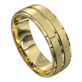WWCF5046 Y Yellow Gold Brushed and Polished Mens Wedding Ring