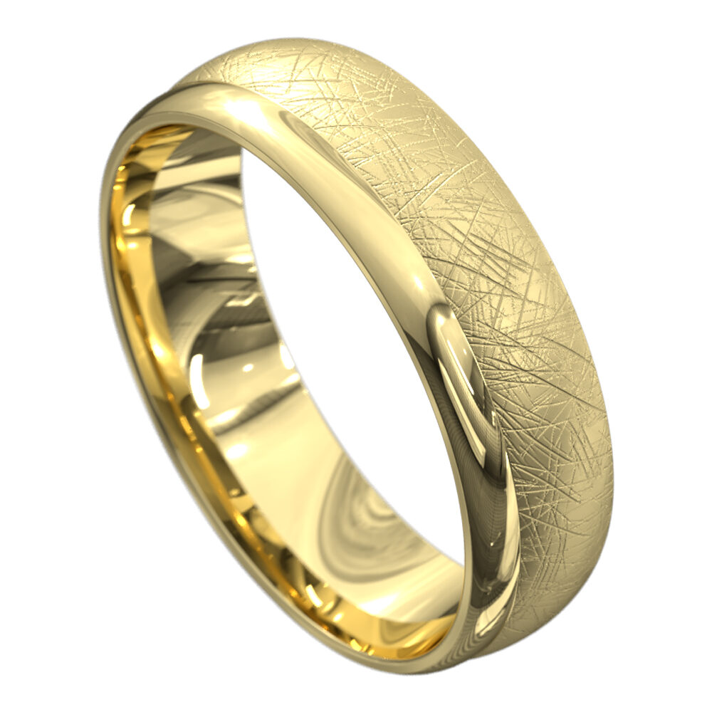 WWCF5052 Y Yellow Gold Polished and Brushed Mens Wedding Ring