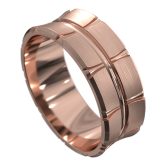 WWCF5070 R Rose Gold Off Centre Groove Mens Wedding Ring