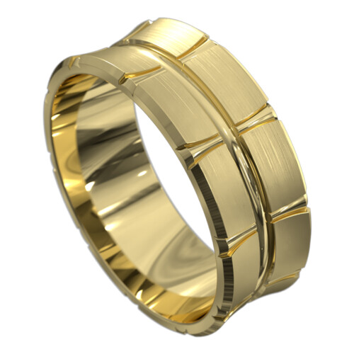 WWCF5070 Y Off Centre Groove Yellow Gold Mens Wedding Ring