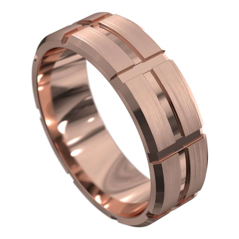 WWCF5072 R Rose Gold Brushed Mens Wedding Ring