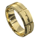 WWCF5072 Y Impressive Brushed Yellow Gold Mens Wedding Ring