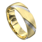 WWCF5074 YW Yellow and White Gold Grooved Mens Wedding Ring