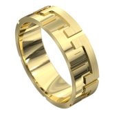 WWCF5076 Y Impressive Grooved Yellow Gold Mens Wedding Ring