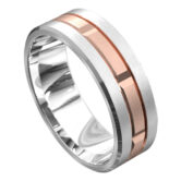WWCF5080 WR White and Rose Gold Brushed Mens Wedding Ring