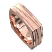 WWCF5084 R Grooved Rose Gold Mens Wedding Ring