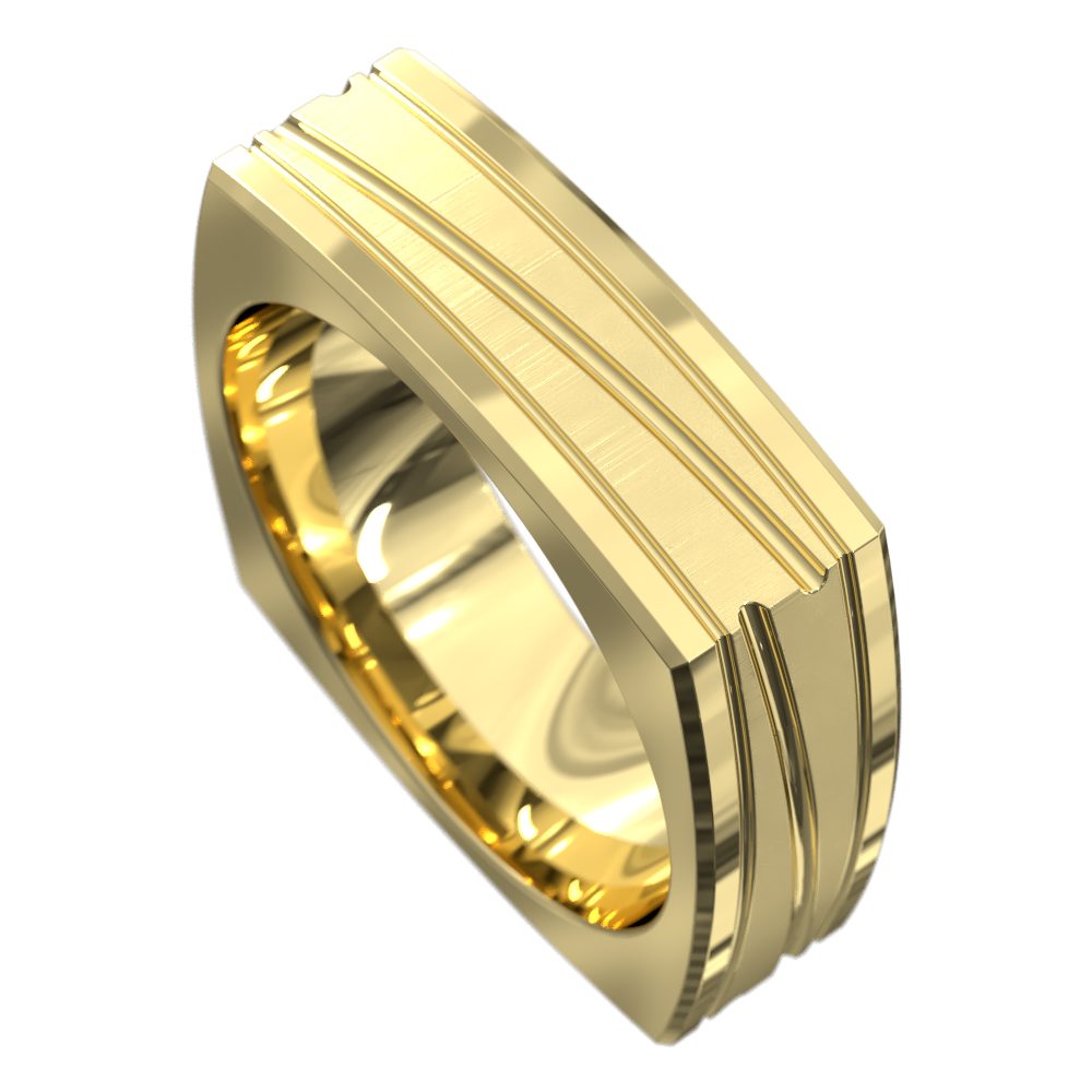 WWCF5084 Y Stunning Yellow Gold Grooved Mens Wedding Ring