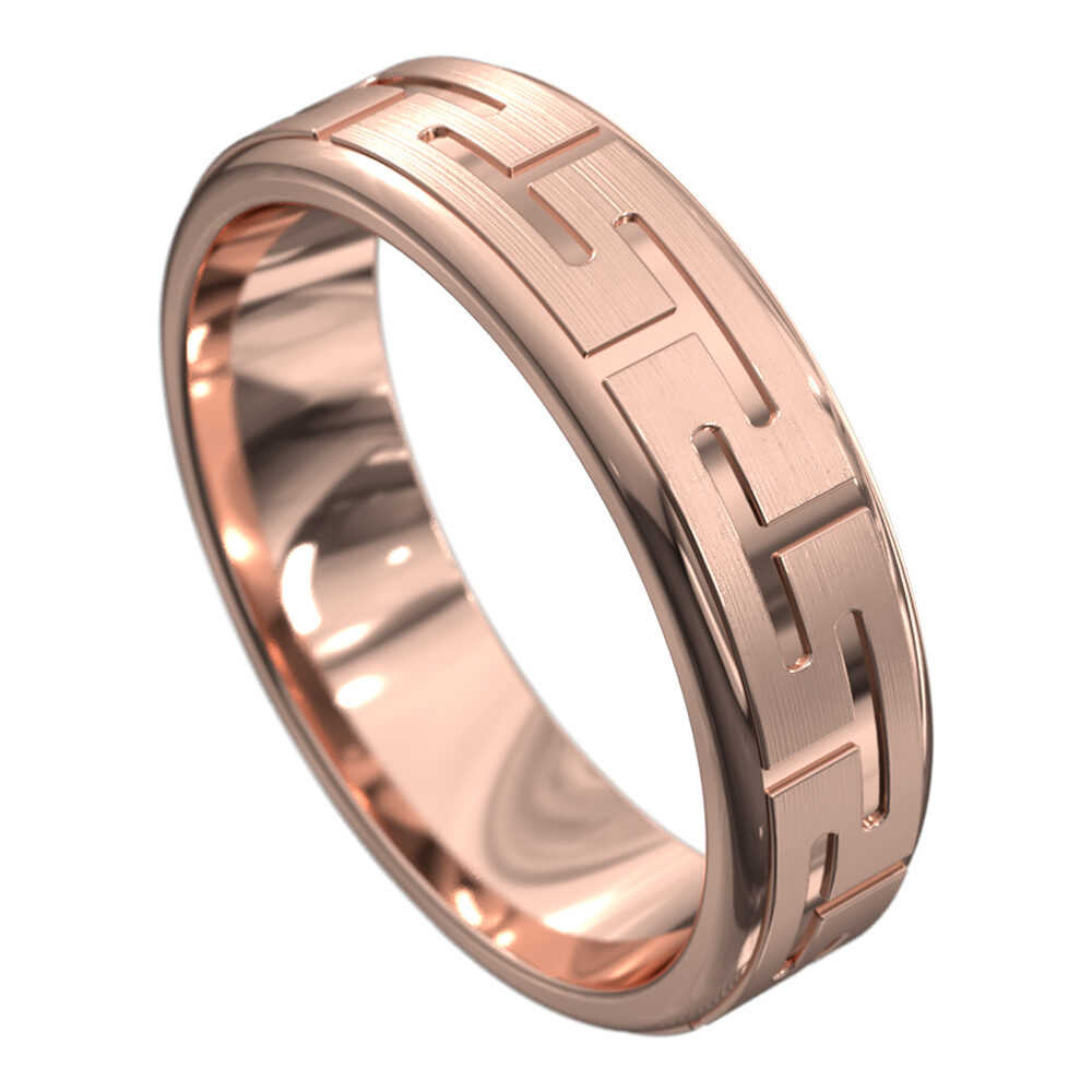 WWCF5094 R Remarkable Rose Gold Grooved Mens Wedding Ring