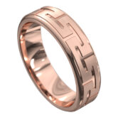 WWCF5094 R Remarkable Rose Gold Grooved Mens Wedding Ring