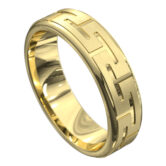 WWCF5094 Y Stunning Yellow Gold Grooved Mens Wedding Ring