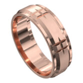 WWCF5096 R Centre Grooved Rose Gold Mens Wedding Ring