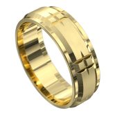 WWCF5096 Y Impressive Yellow Gold Centre Grooved Mens Wedding Ring