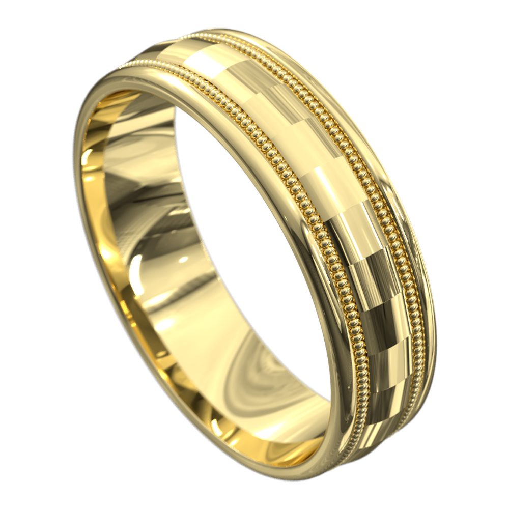 WWCF6000 Y Impressive Yellow Gold Polished Mens Wedding Ring