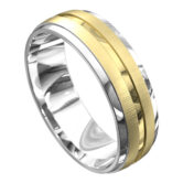 WWCF6006 WY White and Yellow Gold Satin Mens Wedding Ring