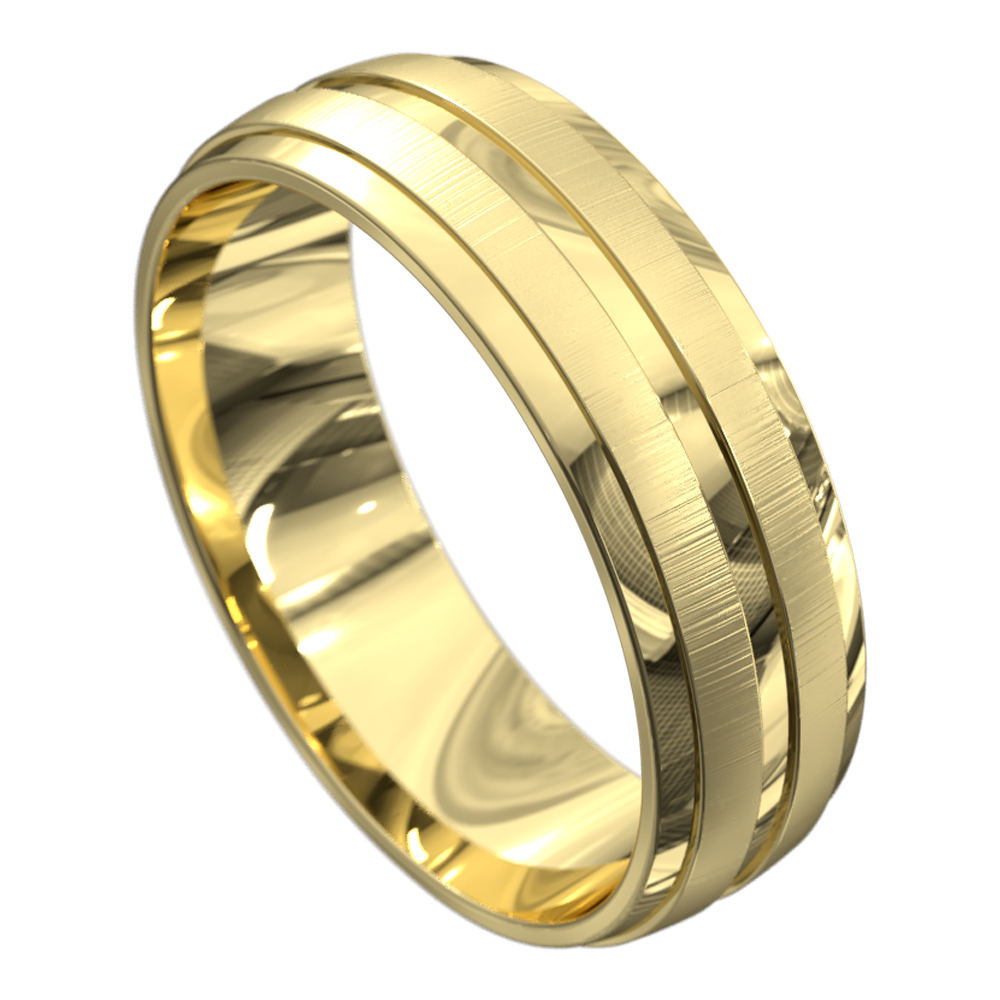 Stunning Satin Yellow Gold Mens Ring
