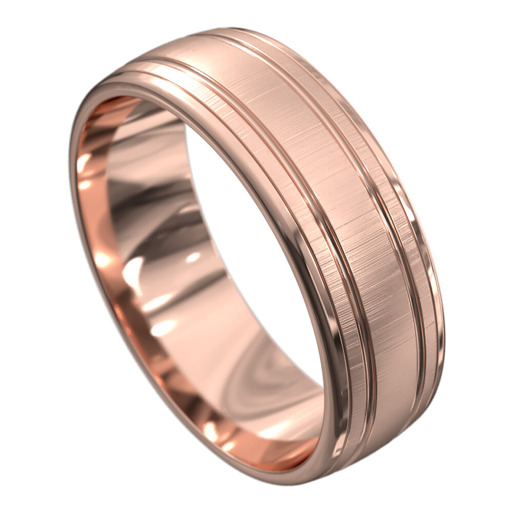 WWCF6014 R Brushed Finish Rose Gold Mens Wedding Ring