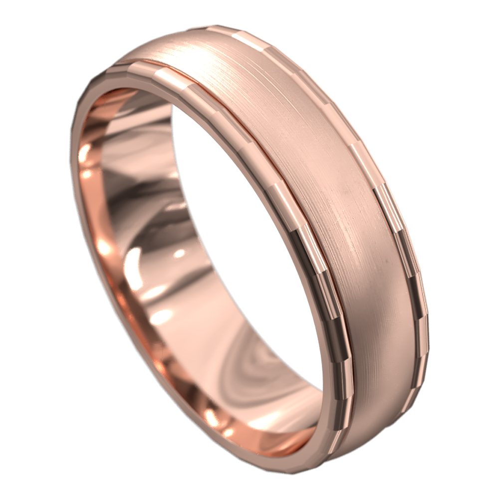 WWCF6018 R Polished and Brushed Rose Gold Mens Wedding Ring