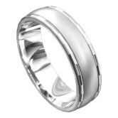 WWCF6018 W White Gold Polished and Brushed Mens Wedding Ring