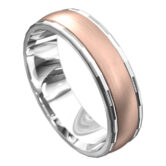 WWCF6018 WR White and Rose Gold Brushed Mens Wedding Ring