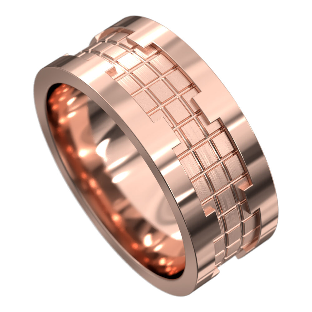 WWCF6022 R Centre Grooved Rose Gold Mens Wedding Ring
