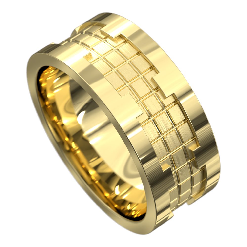 WWCF6022 Y Stunning Yellow Gold Grooved Mens Wedding Ring