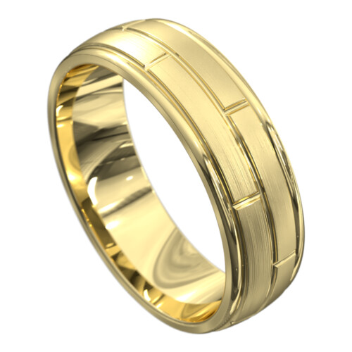 WWCF6024 Y Stunning Yellow Gold Brushed and Polished Mens Wedding Ring