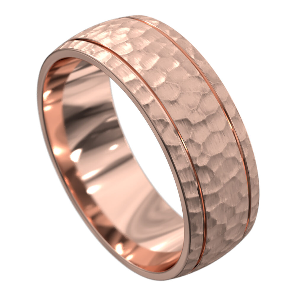 WWCF6026 R Stunning Rose Gold Brushed Mens Wedding Ring