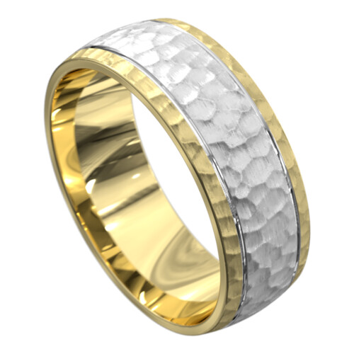 WWCF6026 YW Brushed Yellow and White Gold Mens Wedding Ring