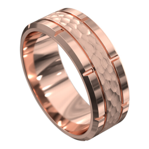 WWCF6028 R Polished Rose Gold Mens Wedding Ring