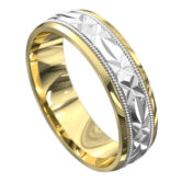 WWCF6030 YW Yellow and White Gold Satin Mens Wedding Ring