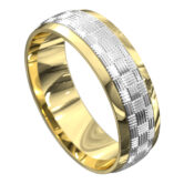 WWCF6032 YW Polished Yellow and White Gold Mens Wedding Ring