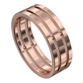 WWCF6034 R Grooved Rose Gold Mens Wedding Ring