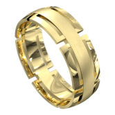 WWCF6046 Y Stunning Yellow Gold Brushed Mens Wedding Ring