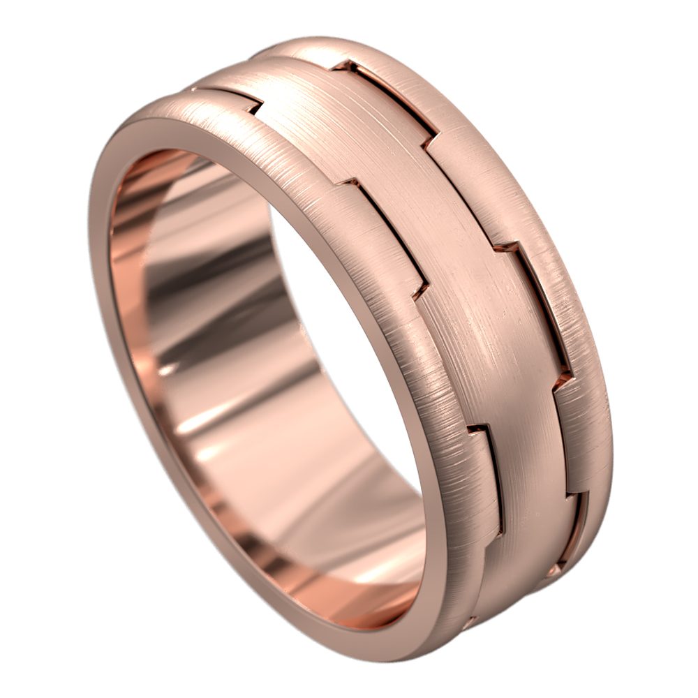 WWCF6048 R Brushed Finish Rose Gold Mens Wedding Ring