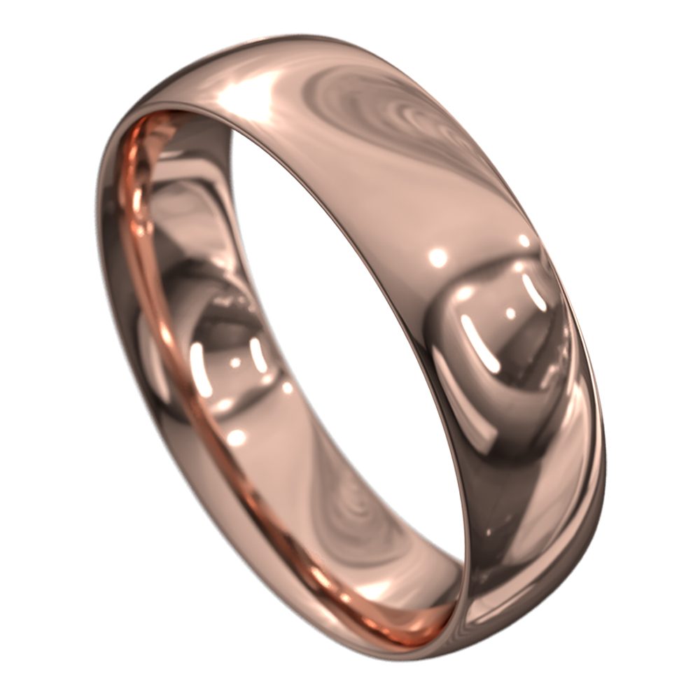 WWCS1020 R Stunning Polished Rose Gold Mens Wedding Ring