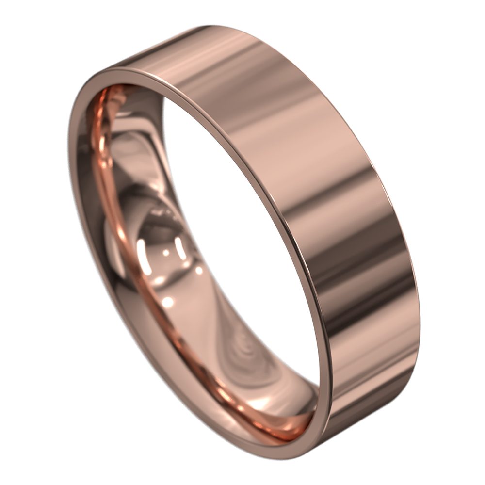 WWCS1070 R Stunnig Polished Rose Gold Mens Wedding Ring