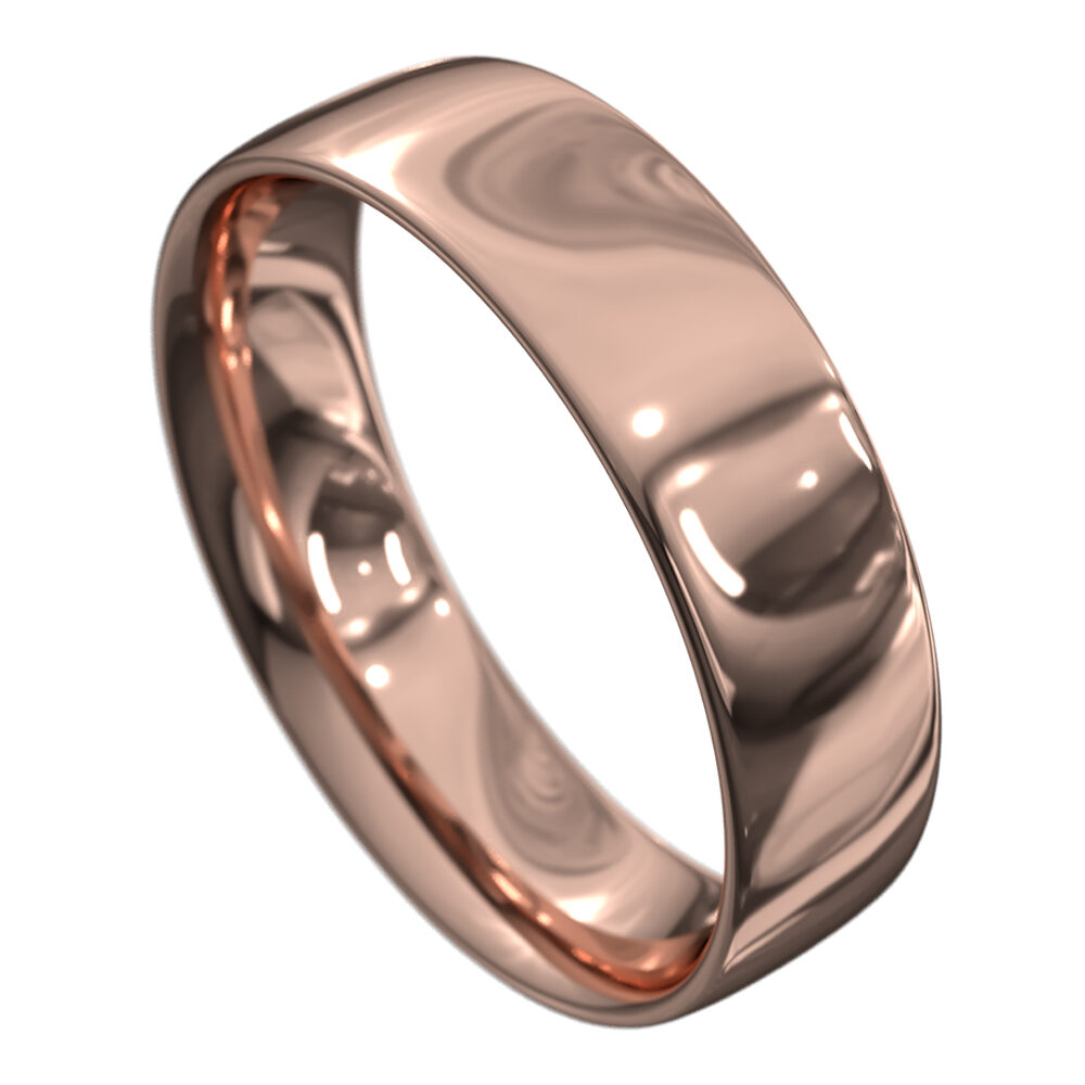 WWCS1120 R Impressive Polished Rose Gold Mens Wedding Ring