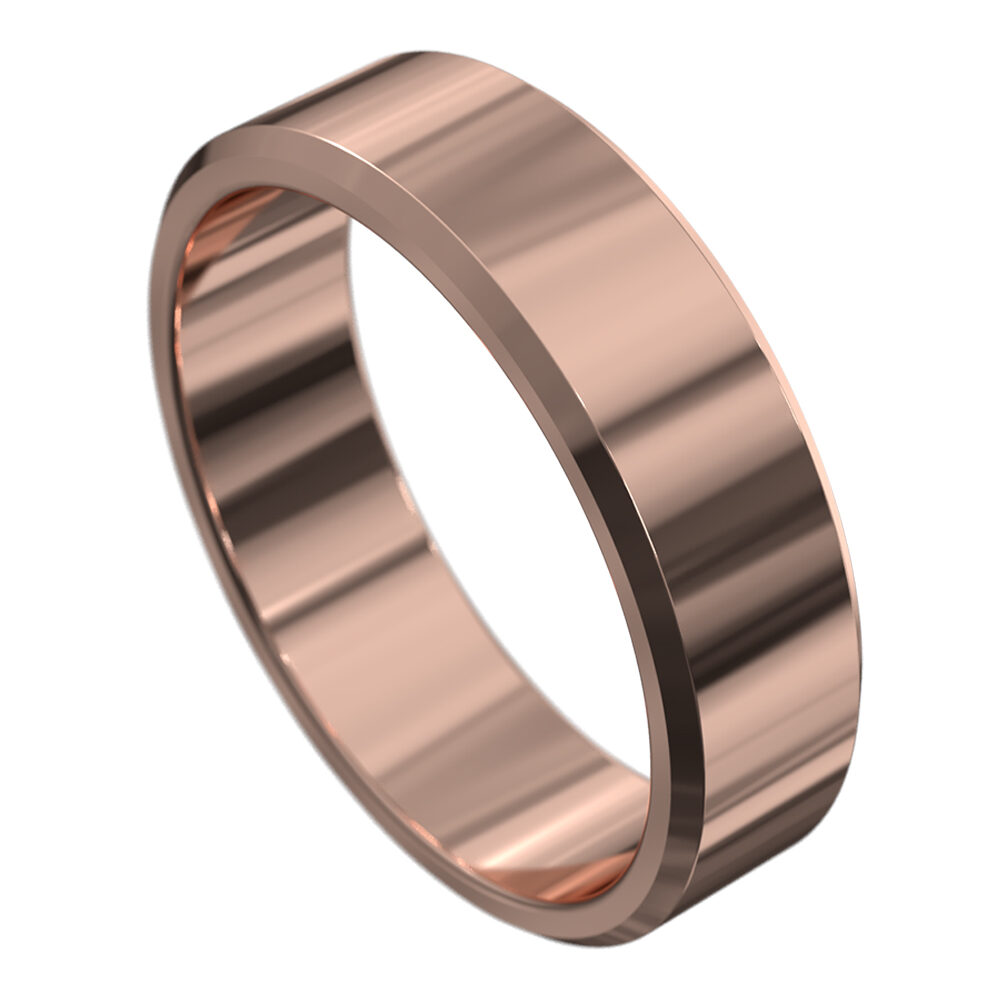 WWCS1140 R High Polished Flat RoseGold Mens Wedding Ring