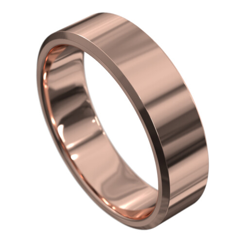 WWCS1150 R Impressive Polished Flat Rose Gold Mens Wedding Ring
