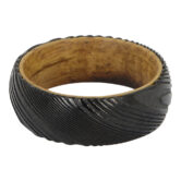 DSR 001 Black damascus steel and wood ring 2 rotated