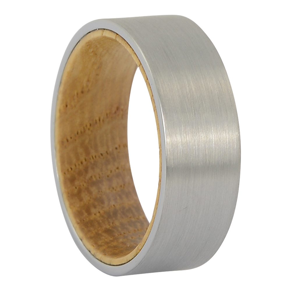 FTR 130 Brushed tungsten and whisky wood mens ring