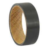 FTR 131 Black tungsten with whiskey barrel wood mens ring